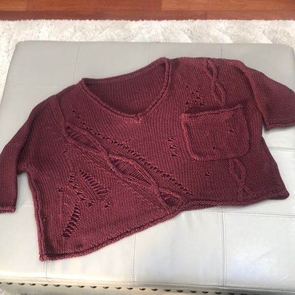 Free People v-neck cropped wool sweater/top - Picture 1 of 6